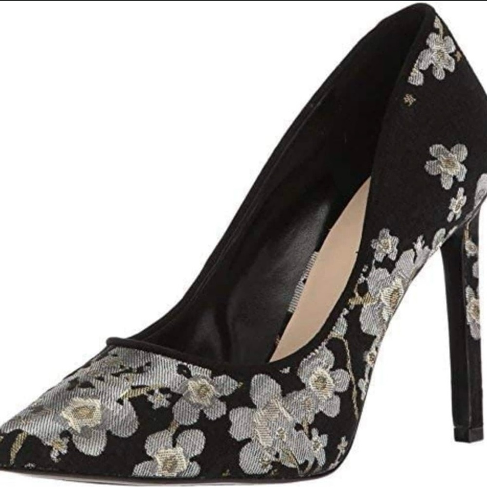 Nine West Black and Silver Floral Pumps - Picture 3 of 6
